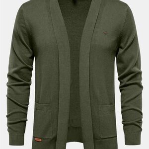 Olive Green Men's Cardigan Sweater